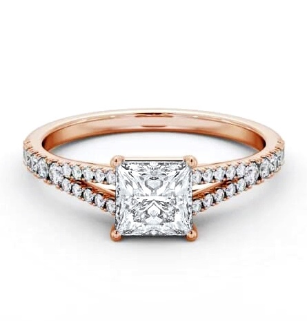 Princess Diamond Split Band Engagement Ring 18K Rose Gold Solitaire ENPR68S_RG_THUMB1