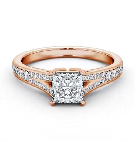 Princess Diamond Split Channel Engagement Ring 9K Rose Gold Solitaire ENPR69S_RG_THUMB1