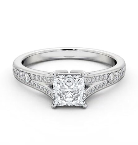 Princess Diamond Split Channel Engagement Ring 9K White Gold Solitaire ENPR69S_WG_THUMB1