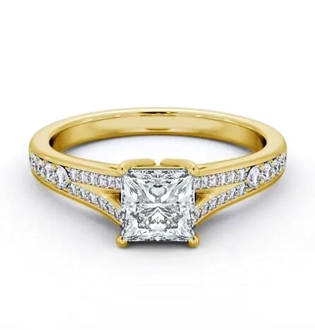 Princess Diamond Split Channel Ring 9K Yellow Gold Solitaire ENPR69S_YG_THUMB1