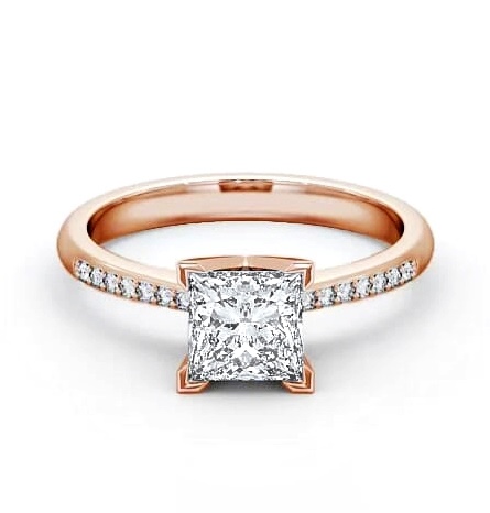 Princess Diamond High Setting Engagement Ring 18K Rose Gold Solitaire ENPR6S_RG_THUMB2 