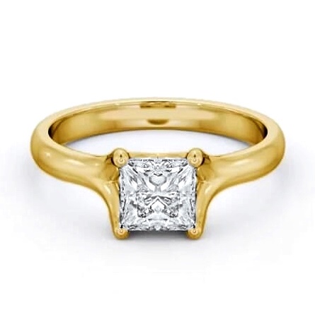 Princess Diamond Split Trellis Design Ring 18K Yellow Gold Solitaire ENPR70_YG_THUMB2 