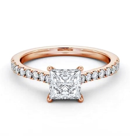 Princess Diamond Trellis Design Ring 18K Rose Gold Solitaire ENPR70S_RG_THUMB1