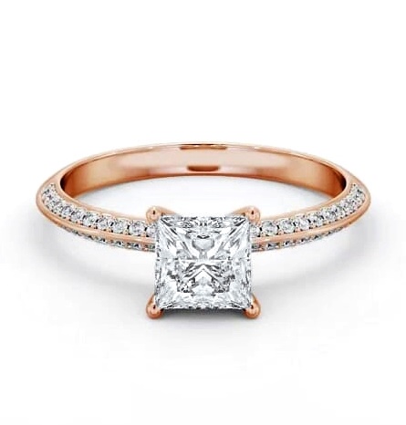 Princess Diamond Knife Edge Engagement Ring 18K Rose Gold Solitaire ENPR71S_RG_THUMB2 