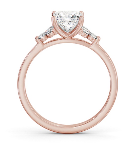 Princess Ring 18K Rose Gold Solitaire with Three Round Diamonds ENPR73S_RG_THUMB1 