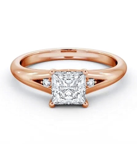 Princess Ring 18K Rose Gold Solitaire with A Single Round Diamond ENPR74S_RG_THUMB1