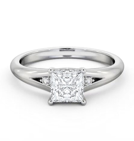 Princess Ring 9K White Gold Solitaire with A Single Round Diamond ENPR74S_WG_THUMB1