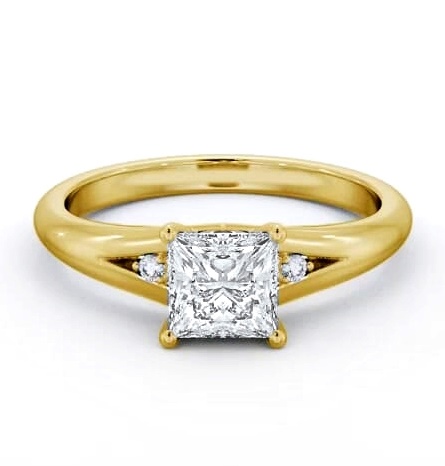 Princess Ring 9K Yellow Gold Solitaire with A Single Round Diamond ENPR74S_YG_THUMB1