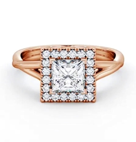 Halo Princess Diamond Crossover Band Engagement Ring 9K Rose Gold ENPR75_RG_THUMB2 