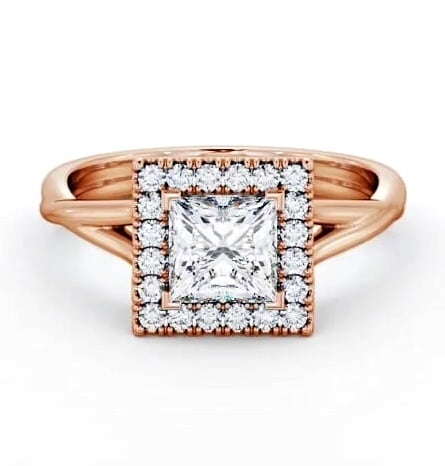 Halo Princess Diamond Crossover Band Engagement Ring 9K Rose Gold ENPR75_RG_THUMB1