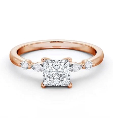 Princess Ring 18K Rose Gold Solitaire with Marquise and Round Diamonds ENPR75S_RG_THUMB2 