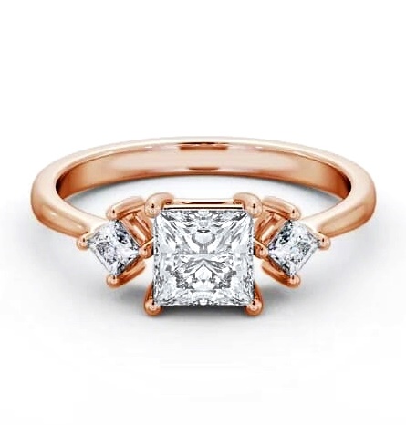 Princess Ring 18K Rose Gold Solitaire with A Smaller Diamond ENPR76S_RG_THUMB1