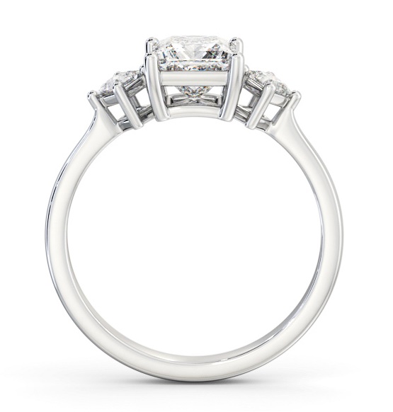 Princess Ring 18K White Gold Solitaire with A Smaller Diamond ENPR76S_WG_THUMB1 