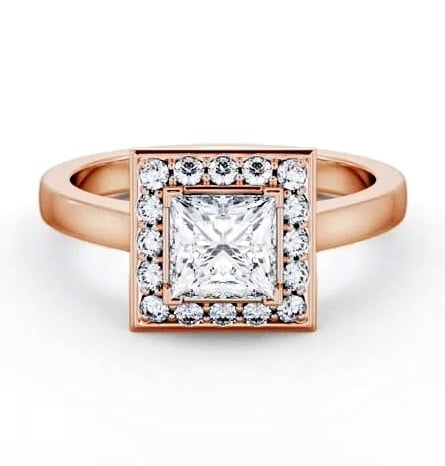 Halo Princess Diamond Engagement Ring 9K Rose Gold ENPR77_RG_THUMB1