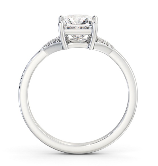 Princess Ring 18K White Gold Solitaire with a V Pattern Of Side Stones ENPR77S_WG_THUMB1 