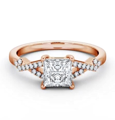 Princess Diamond Contemporary Style Ring 18K Rose Gold Solitaire ENPR78S_RG_THUMB2 