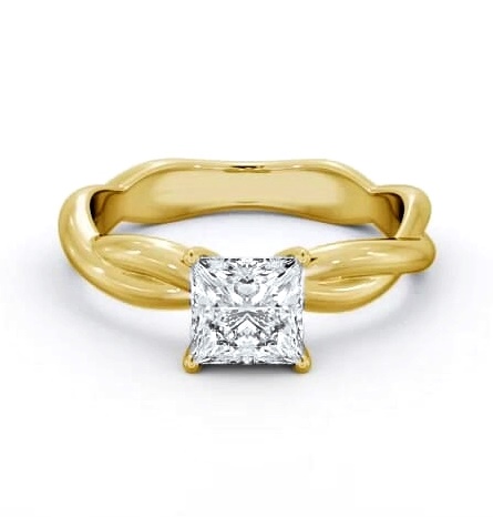 Princess Diamond Cross Over Band Ring 18K Yellow Gold Solitaire ENPR79_YG_THUMB2 