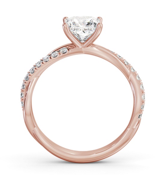 Princess Diamond Crossover Band Engagement Ring 9K Rose Gold Solitaire ENPR79S_RG_THUMB1 