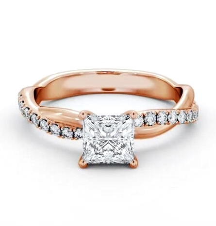 Princess Diamond Crossover Band Ring 18K Rose Gold Solitaire ENPR79S_RG_THUMB2 