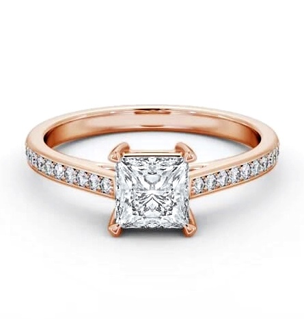 Princess Diamond Box Style Setting Ring 9K Rose Gold Solitaire ENPR80S_RG_THUMB2 