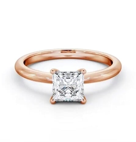 Princess Diamond Sleek 4 Prong Engagement Ring 9K Rose Gold Solitaire ENPR81_RG_THUMB1