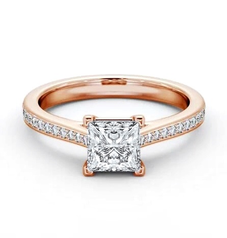 Princess Diamond 4 Prong Engagement Ring 18K Rose Gold Solitaire ENPR81S_RG_THUMB2 