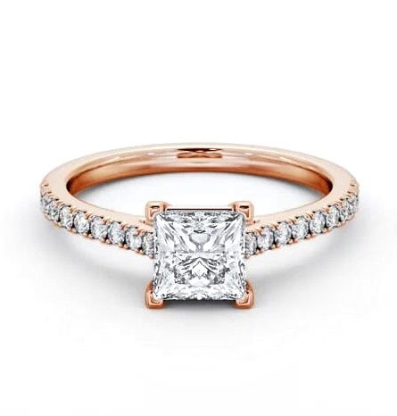 Princess Diamond 4 Prong Engagement Ring 18K Rose Gold Solitaire ENPR82S_RG_THUMB1