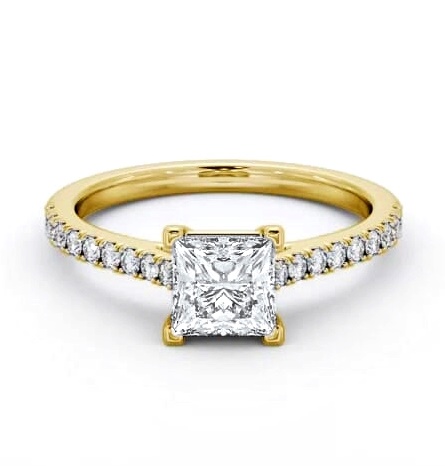 Princess Diamond 4 Prong Engagement Ring 9K Yellow Gold Solitaire ENPR82S_YG_THUMB2 