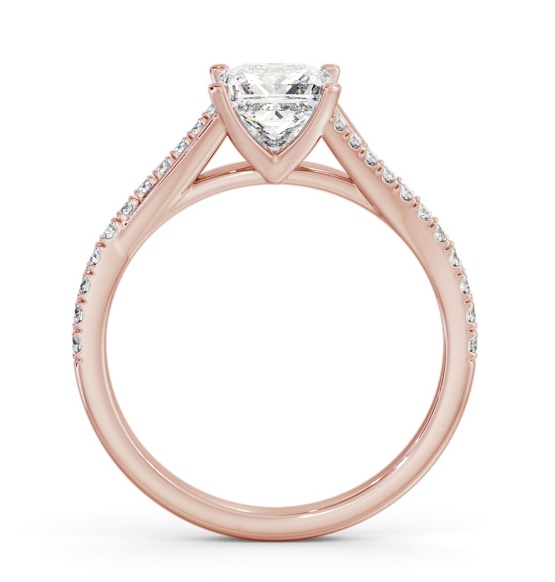 Princess Ring 9K Rose Gold Solitaire with Offset Side Stones ENPR84S_RG_THUMB1 