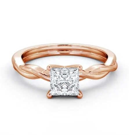 Princess Diamond Cross Over Band Ring 9K Rose Gold Solitaire ENPR85_RG_THUMB2 