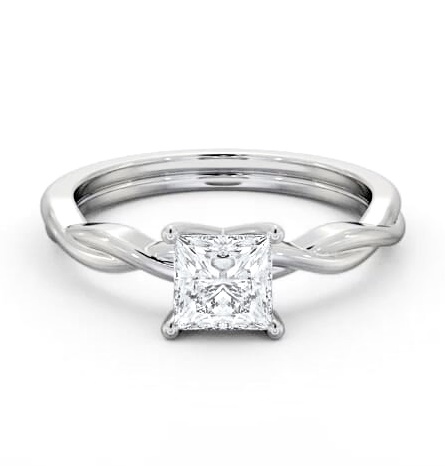 Princess Diamond Cross Over Band Engagement Ring Palladium Solitaire ENPR85_WG_THUMB2 