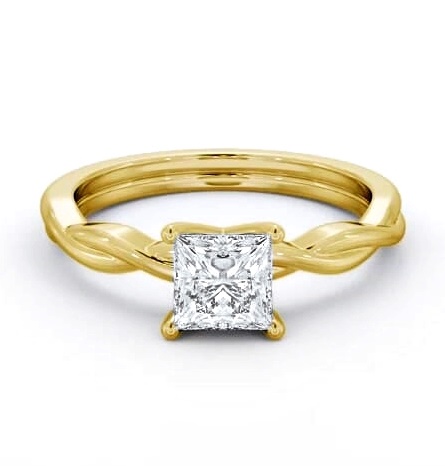 Princess Diamond Cross Over Band Ring 9K Yellow Gold Solitaire ENPR85_YG_THUMB2 