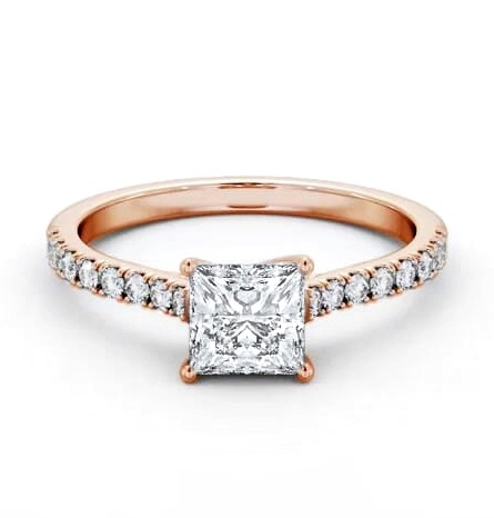 Princess Diamond Trellis Style Engagement Ring 9K Rose Gold Solitaire ENPR85S_RG_THUMB2 