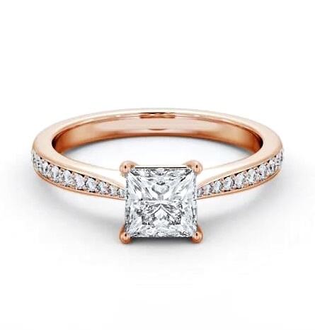 Princess Diamond Tapered Band Engagement Ring 18K Rose Gold Solitaire ENPR86S_RG_THUMB2 