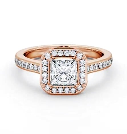 Princess Diamond with Channel Set Halo Engagement Ring 18K Rose Gold ENPR88_RG_THUMB1