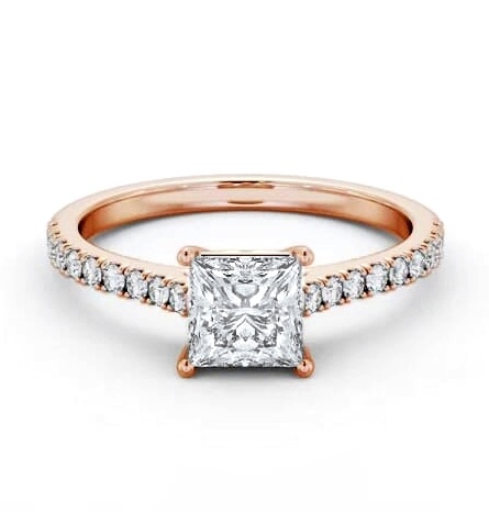 Princess Diamond Sleek Style Engagement Ring 9K Rose Gold Solitaire ENPR88S_RG_THUMB1