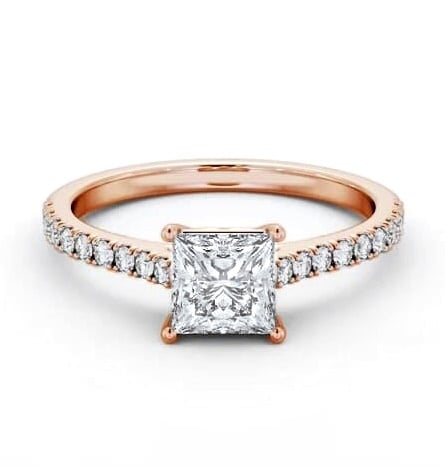 Princess Diamond Sleek Style Engagement Ring 9K Rose Gold Solitaire ENPR88S_RG_THUMB2 