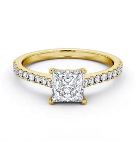 Princess Diamond Sleek Style Engagement Ring 18K Yellow Gold Solitaire ENPR88S_YG_THUMB2 