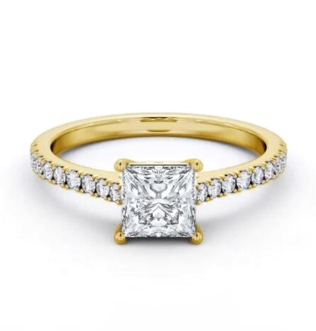 Princess Diamond Sleek Style Engagement Ring 9K Yellow Gold Solitaire ENPR88S_YG_THUMB1