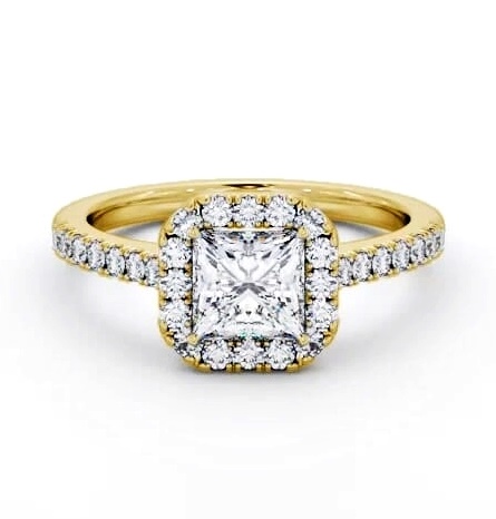 Halo Princess Diamond Traditional Engagement Ring 18K Yellow Gold ENPR89_YG_THUMB1