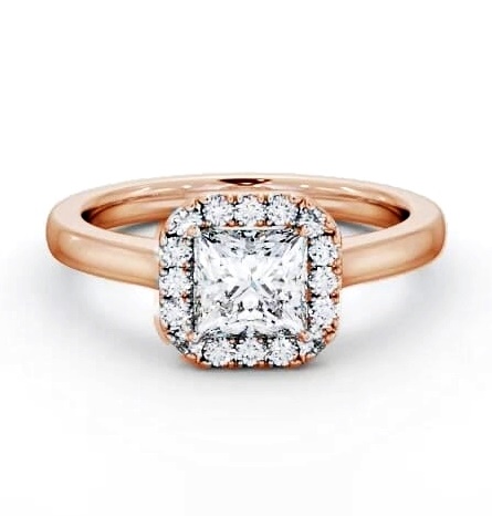 Halo Princess Diamond with Plain Band Engagement Ring 9K Rose Gold ENPR90_RG_THUMB2 