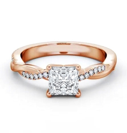 Princess Diamond Crossover Band Ring 18K Rose Gold Solitaire ENPR90S_RG_THUMB2 