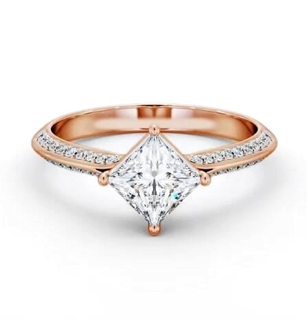 Princess Rotated Head with Knife Edge Band 18K Rose Gold Solitaire ENPR91S_RG_THUMB2 