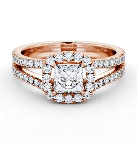 Halo Princess Diamond Split Band Engagement Ring 18K Rose Gold ENPR92_RG_THUMB2 