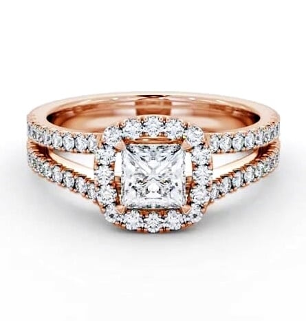 Halo Princess Diamond Split Band Engagement Ring 9K Rose Gold ENPR92_RG_THUMB1