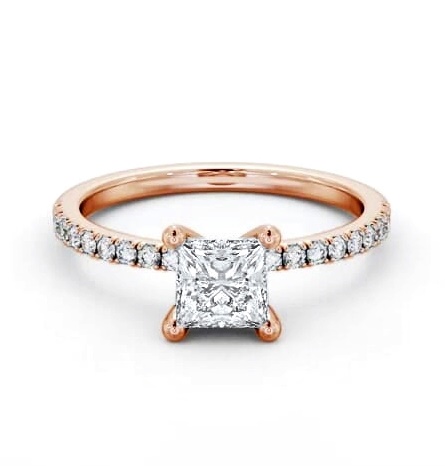 Princess Diamond Dainty 4 Prong Engagement Ring 9K Rose Gold Solitaire ENPR92S_RG_THUMB1