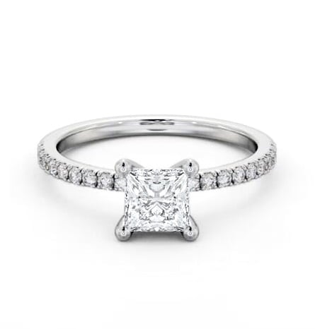 Princess Diamond Dainty 4 Prong Engagement Ring Palladium Solitaire ENPR92S_WG_THUMB1