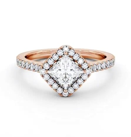 Halo Princess Diamond with Rotated Head Engagement Ring 9K Rose Gold ENPR93_RG_THUMB1