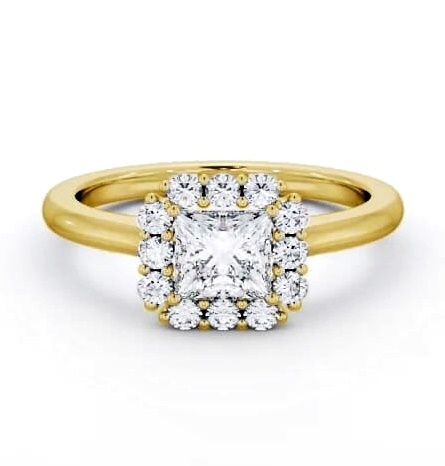 Halo Princess Diamond Elegant Style Engagement Ring 18K Yellow Gold ENPR94_YG_THUMB1