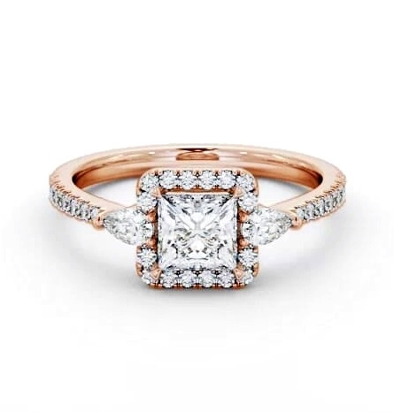 Halo Princess with Pear Diamond Engagement Ring 18K Rose Gold ENPR95_RG_THUMB1